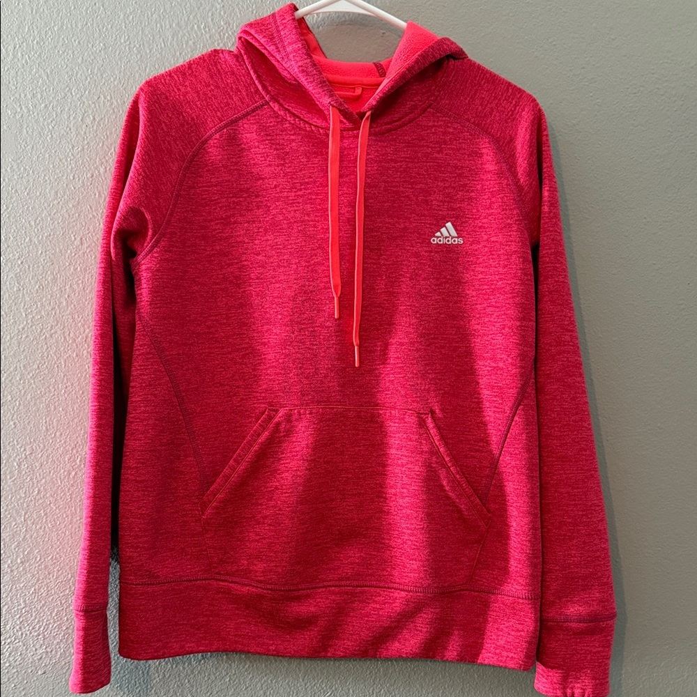 Adidas Climawarm Vibrant Red w/ Neon Pink Pullover Hoodie Medium